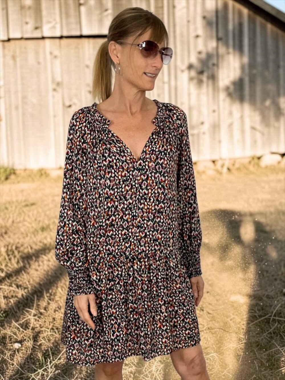 Velvet By Graham & Spencer Mini Dress S Multicolor Ikat Long Sleeve